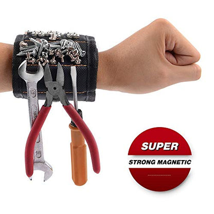 GOOACC G0010A 2 Pack 15 Magnetic Wristband Holding Screws Nails Drill Bits Gadgets Tools Gift for Men Him Dad DIY Handyman Electrician Husband, 2 Pack - color: Black 2 Pack