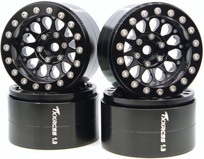 RC 1.9 Inch Beadlock Wheels Negative Offsets 8mm Rims Hex 12mm Aluminum Wheel for TRX4 TRX6 SCX10 Gen8 1/10 RC Crawler Remote Control Car Upgrades Accessories 4PCS (Black)) - color: Black)
