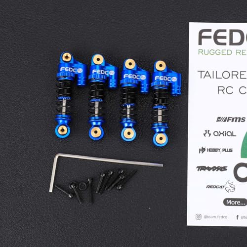 SCX24 Shocks 32MM Oil-Filled Shocks For Axial SCX24 Upgrades | CNC Aluminum Threaded Shock Absorber For 1/24 RC Crawlers - color: Blue