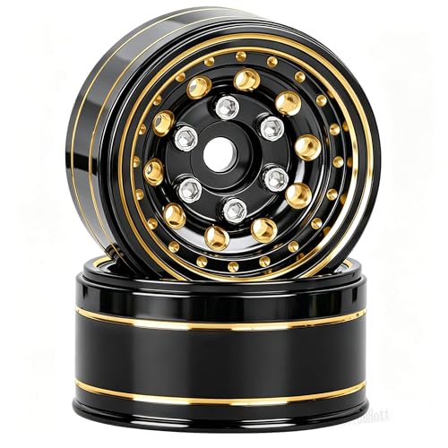 RC 1.0 Beadlock Wheel Rims Set for 1/18 1/24 Trx4m SCX24 FCX24 RC Crawler Car,1.0 Wheel Rims RC Full Brass Beadlock Wheels Rims(4PCS)