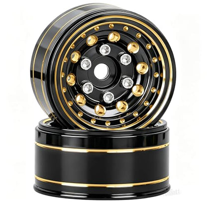 RC 1.0 Beadlock Wheel Rims Set for 1/18 1/24 Trx4m SCX24 FCX24 RC Crawler Car,1.0 Wheel Rims RC Full Brass Beadlock Wheels Rims(4PCS)