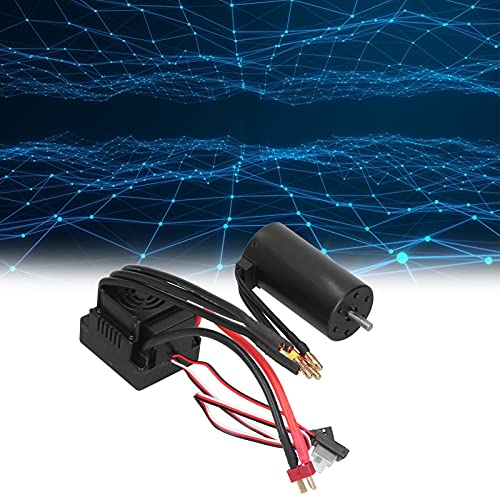 3670 2650KV Brushless Motor 120A ESC Combo High Power Brushless Motor System with Cooling Fan for 1/8 Scale RC Cars Aluminum Alloy Construction