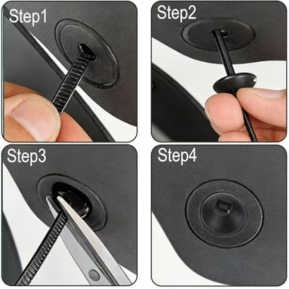 200 Pcs Automotive Nylon Cable Tie Buckles, Universal Zip Tie Clips and Fasteners for Car Bumper Repair, Fender Liner, Cable Mounts, Auto Body Tools