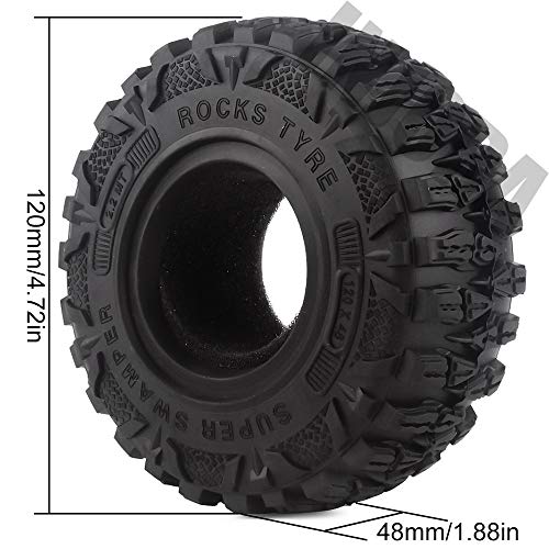 INJORA RC Tires 4pcs 2.2Inch Rubber Tyre Set Wheel Tires for 1:10 RC Rock Crawler TRX4 TRX-6 Axial SCX10 90046, 120 * 48mm