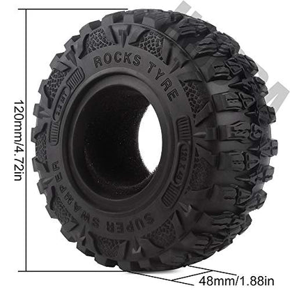 INJORA RC Tires 4pcs 2.2Inch Rubber Tyre Set Wheel Tires for 1:10 RC Rock Crawler TRX4 TRX-6 Axial SCX10 90046, 120 * 48mm
