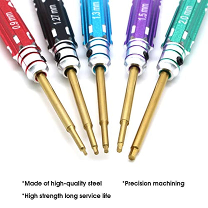 Mini 5pcs Screwdriver Set 0.9mm 1.27mm 1.3mm 1.5mm 2.0mm Multi Hex Driver Hexagon Screwdriver Wrench Tool Kit for Multi-Axis FPV Drone RC Car Quad Helis Repair