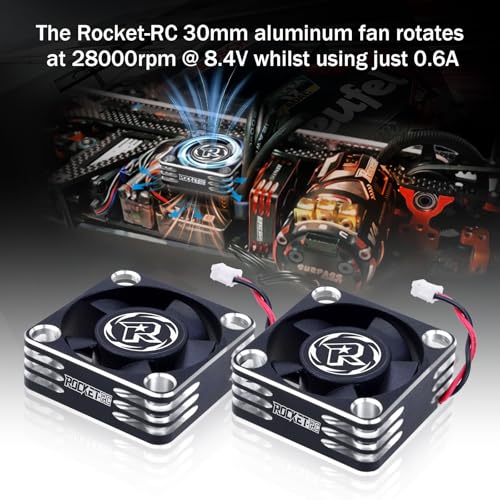 Surpass Hobby 30mm RC Cooling Fan Heat Dissipation 28000RPM ESC Cooling Fan for 1/8 1/10 1/12 RC Car Turbo Esc A3 (Silver Black) - color: Silver Black