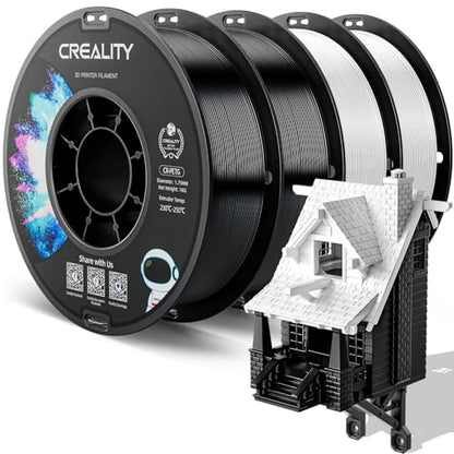 Official Creality PETG 3D Printer Filament 1.75mm 4KG (8.8lbs), High Precision, Strong Toughness, Odorless, Better Flow, Moistureproof 3D Printing CR PETG Filament, Black+Black+White+White | High Precision Strong Toughness, Odorless Better Flow Moisturepr