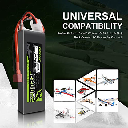 OVONIC 2200mAh 7.4V 2S Lipo Battery 50C Soft Case with Style-T Connector for RC Cars, Trucks, Planes, Drones – 2 Pack