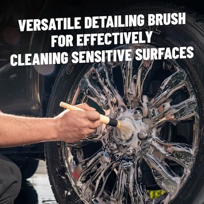 Chemical Guys, Boars Hair Detailing Brush for Wheels, Grilles & Interior | Soft boars-hair bristles gently clean wheels, grilles, emblems and interior surfaces without scratching - style: 1 Pack