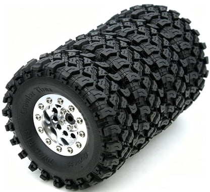 Brass 1.3 Beadlock Wheel Tires Set Sticky Soft Tires 70 * 26mm for Axial SCX24 AX24 TRX4M FCX24 Upgrade 1/24 1/18 RC Crawler Car (Silver) YK - color: Silver