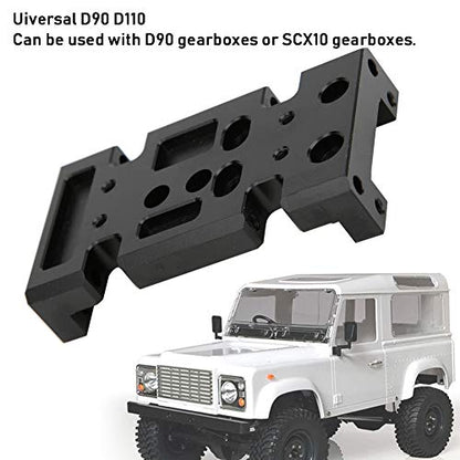 Metal Bottom Plate for HSP94180 to D90 1:10 RC Crawler Car, Universal RC Gearbox Mount Compatible with SCX10 and D90 Transfer Cases, Black Aluminum Lower Plate with Screws for Off