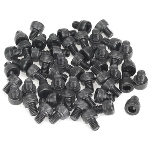 55 Pieces M5 x 6mm Socket Head Cap Screws, Thread Pitch 0.8mm, Sutemribor M5 Black Screws, 12.9 Grade Alloy Steel, Black Oxide Finish, Fully Threaded - size: M5 x 6mm, style: Socket Head