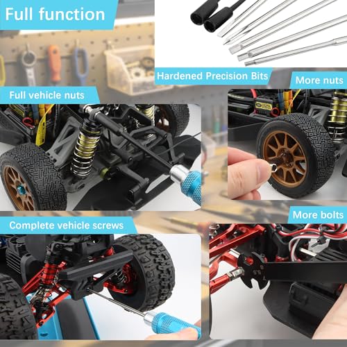12 Pieces RC Car Repair Tool Kit with Hex Phillips Flat Screwdrivers, Pliers, Spanners, Wrenches–Hobby Tool Set Compatible with RC Car Drone Helicopter Airplane Boat Multirotor Models(Blue) - color: Blue