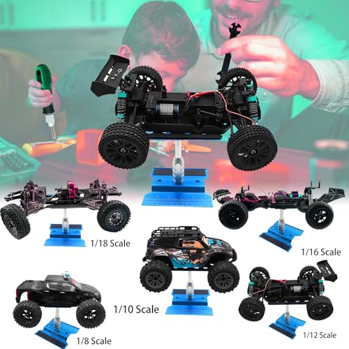 RC Car Stand RC Repair Stand 360 Degree Rotation Lift or Lower for Traxxas Arrma Redcat Axial RC4WD HSP Losi 1/8 1/10 1/12 1/16 Scale RC Crawler Car Truck Buggies (Sky Blue) - color: Sky Blue