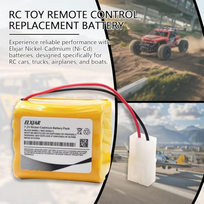 (2-Pack) 7.2V 800mAh Ni-Cd Battery with Tamiya Plug and USB Charger | Fits HT-3826, HT-3827, HT-2879, HT-2873 and HT-2874 compatible RC cars, trucks, boats and tanks.