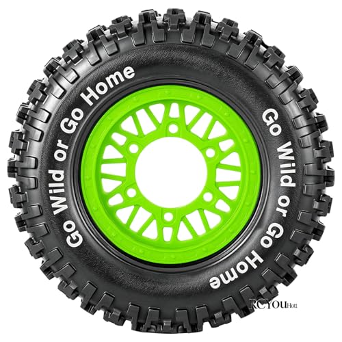 RC Wheels Tires Truck Tires 12mm/14mm/17mm Hex for 1/10 Slash 4×4 4WD 2WD/Axia1/Arrm a Senton/Redca t/Rc4w d,w/RC Wheels Hex Detachable Replace Running on Off-Road Tires,Green - color: Green- (Wheel Tires)