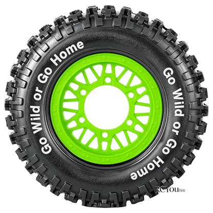 RC Wheels Tires Truck Tires 12mm/14mm/17mm Hex for 1/10 Slash 4×4 4WD 2WD/Axia1/Arrm a Senton/Redca t/Rc4w d,w/RC Wheels Hex Detachable Replace Running on Off-Road Tires,Green - color: Green- (Wheel Tires)