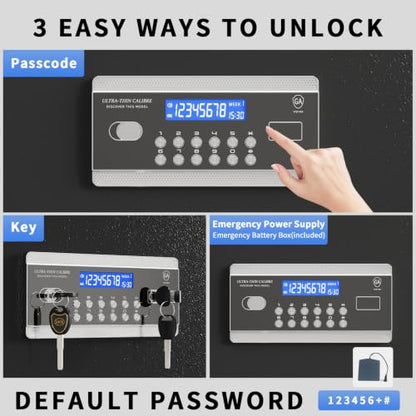 FABAO Safe Box,8.1Cu Ft Home Safes with Fireproof and Waterproof Bag,Removable Shelf,Digital Keypad,Built-In Drawer,Dual Alarm Security for Money,Documents,Ideal for Office,Home Use - size: 8.1 Cubic Feet