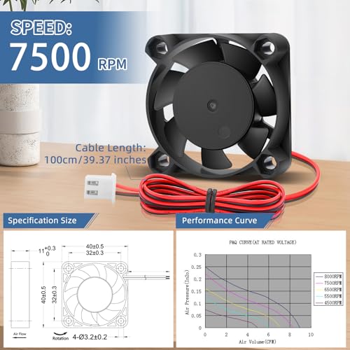Wathai 2 Pack 4010 Fan 24V Brushless DC 40mm 24V Fan Small Replacement Fans | Small Replacement Fans 1000mm 39inch Cable for 3D Printer Ender 3 Pro 3X CR-10S Hotend Upgrade - style: 24v 2P Ball