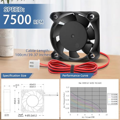 Wathai 2 Pack 4010 Fan 24V Brushless DC 40mm 24V Fan Small Replacement Fans | Small Replacement Fans 1000mm 39inch Cable for 3D Printer Ender 3 Pro 3X CR-10S Hotend Upgrade - style: 24v 2P Ball