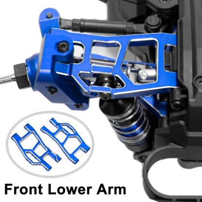 Aluminum 1/16 Suspension Arms Front Rear and Upper Lower Suspension Arms | for Traxxas 1/16 Mini Slash 4X4 BL-2s 108164-1 RC Truck Upgrade, Blue - color: Blue