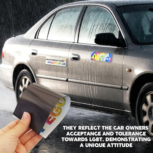 10PCS Car Funny LGBT Stickers, Rainbow Prank Car Bumper Sticker, Reflective Material, Colorful Gay Pride Decal for Vehicle Luggage Window Refrigerator, Style 1/Magnetic - color: Style 1/Magnetic