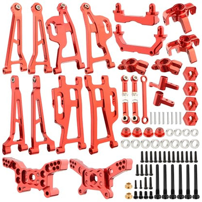Upgrade Aluminum Suspension Arms & Steering Knuckle Kit & Shock Tower & Steering Linkage Accessory Replacement Spare Parts for H14BM 14210 14209 JC14EP HP141 HP141S 1/14 Scale RC Car Trucks