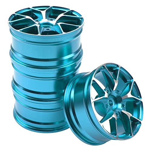 ShareGoo Metal Wheel Rims RC 12mm Hex Hubs 1/10 RC Drift On-Road Racing Touring Wheel Rim Compatible with HSP Tamiya Kyosho RedCat Sakura WLtoys Universal 1/10 RC Scales (Blue) - color: Blue
