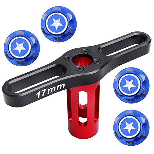 17mm Wheel Nuts 17mm Wheel Wrench Tool for Traxxas Maxx WideMaxx E Revo 2.0 Summit T-Maxx RC Monster Truck Wheels Tires (w/Blue Nut) - color: W/Blue Nut