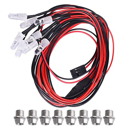 8Leds LED Light Headlights Taillight Kit Compatible with Traxxas Slash Rustler Tamiya Arrma Redcat HSP RC4WD Axial SCX10 RC Car Truck Tank Crawler Short Course