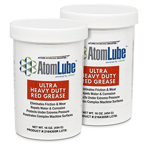 AtomLube Ultra Heavy Duty Red Grease, 2-Pack of 16 oz Jars | High Temp Waterproof NLGI# 2 Lithium Wheel Bearing Grease for Trucking, Automotive, Trailers, & Agricultral Equipment - size: 2-Pack Jars