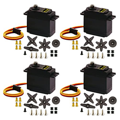 MG995 Servo Motor 4Pack 55g Metal Gear | Metal gear, 55g torque, digital control, fits Arduino/Futaba JR, for RC helicopter/car/boat/robot. - style: 4PCS MG995