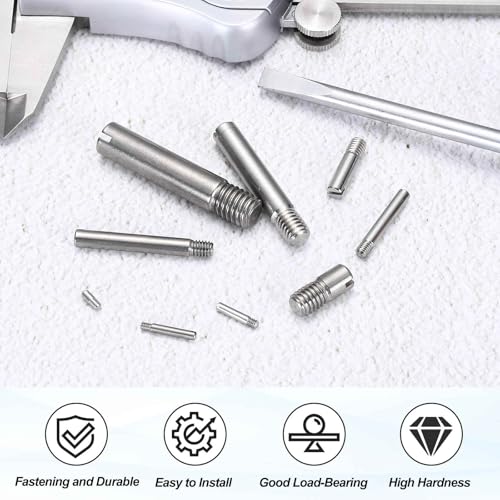 MECCANIXITY 6 Pcs M4 x 16mm Slotted Cylindrical Pins, 304 Stainless Steel Dowel External Thread Locating Parallel Pins Shelf Support Peg Pin for Furniture Installation, DIY Project - size: M4 x 16mm
