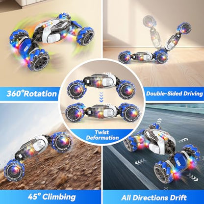 Nicella Remote Control Car, RC Toys Gifts for 6 7 8 9 10 11 12 Year Old Boys Girls - 360° Rotating 4WD Gesture Sensing RC Sunt Car with Lights & Music - Cool Birthday Gifts for Kids - color: Blue