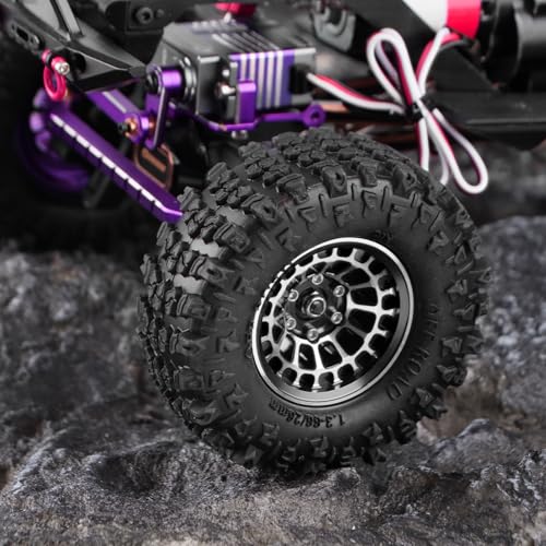 GLOBACT 1.3 Wheels Tires Offset -3.75mm for SCX24 AX24 TRX4M 1/18 1/24, BK - color: Black