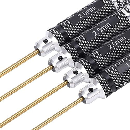 4Pcs RC Hex Driver Set, Titanium RC Screwdriver Tools Kit Set,1.5mm 2.0mm 2.5mm 3.0mm,Hexagonal Screwdriver Wrench Repair Tools for RC Model Helicopter Boat Cars - size: 4Pcs Titanium