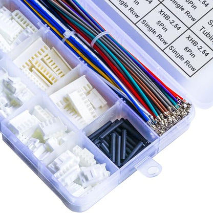 JST 2.54mm Connector with 22AWG Pre-Crimped Wire Kit, JST XHB Lock 2.54 2.54MM 2Pin 3Pin 4Pin 5Pin 6Pin 7Pin 8Pin 9Pin 10Pin Housing with 22AWG Wires for PCB Board & Electronics (JTS-2.5-XHB) - size: 2.5MM-XHB