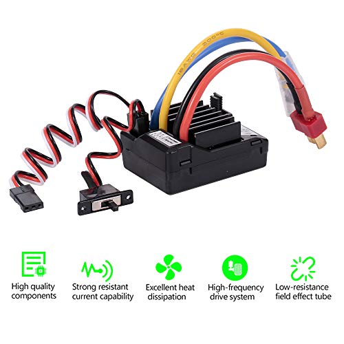 GoolRC AX-D60A 60A Waterproof Brushed ESC Electronic Speed Controller for 1/10 RC Car Off-Road Truck RC Boat 2S LiPo 6-8S NiMh Battery