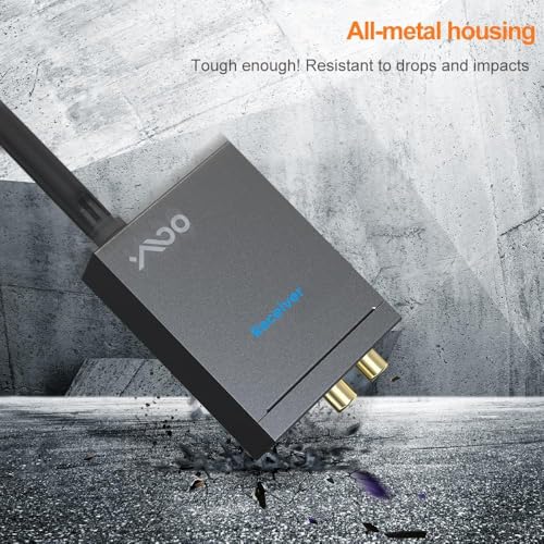 YMOO 2.4Ghz Wireless Audio Transmitter Receiver (1 TX+1 RX) for Home Audio | 20ms Ultra Low Latency 320ft Long Range RCA Jack Adapter for Powered Speaker/Soundbar to TV/PC/CD Player/Computer/Projector