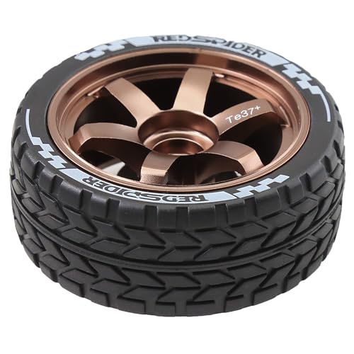 REDSPIDER•1/10 On Road Tires and Aluminum Wheels（4PCS） 12mm Hex RC Rally Racing Tyres OD 2.56" for Tamiya TT01 TT02 XV01 TA06 A959 PTG2 HPI KYOSHO PTG2(Brown) - color: Brown