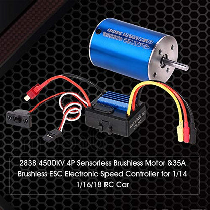 GoolRC 2838 4500KV 4P Sensorless Brushless Motor & 35A Brushless ESC Electronic Speed Controller for 1/14 1/16 1/18 RC Car