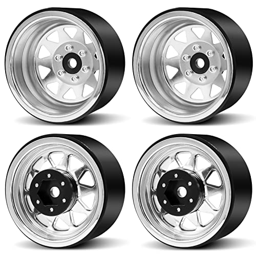 OGRC 1/10 RC Crawler Wheels 1.9" Aluminum Beadlock Wheel Rims | Offset -8.9mm Wheels, 1.9 Beadlock Wheels, for for TRX4 SCX10 Redcat GEN7 GEN8 RC4WD D90 Crawler, Silver - color: Silver