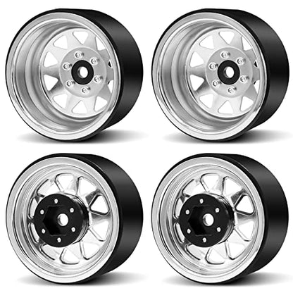 OGRC 1/10 RC Crawler Wheels 1.9" Aluminum Beadlock Wheel Rims | Offset -8.9mm Wheels, 1.9 Beadlock Wheels, for for TRX4 SCX10 Redcat GEN7 GEN8 RC4WD D90 Crawler, Silver - color: Silver
