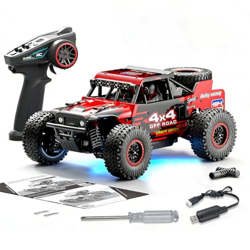 1/20 Brushless 4X4 RC Rock Crawlers for Adults, SG202-MAX Off-Road Remote Control Monster Truck with LED Lights & Metal Chassis, All Terrain High Speed RC Car Gift - color: Red, size: Brushless Version