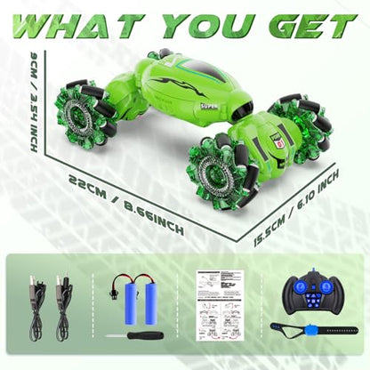 Nitigo Gesture RC Car Hand Controlled RC Car Toys for Boys Girls 6-12 | 2.4GHz 360° Rotation 4WD Gesture Sensing RC Stunt Car with Light & Music, Birthday Gifts for Kids