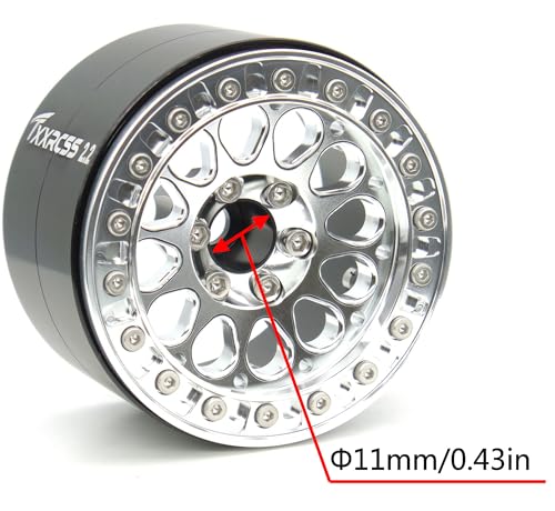 RC 2.2 Aluminum Alloy Beadlock Wheels and Tires Upgrades Accessories Rims for 1/10 SCX10 TRX4RC4WD and D90 RC Crawler Axial Remote Control Car (4pc) (Silver) - color: Silver