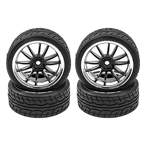 12-Spoke 12mm Hex Hub Wheel Rims & Rubber Tires Compatible with HSP Tamiya HPI Kyosho 1/10 On-Road Touring Car WLtoys 1/14 144001 Traxxas 1/16 Slash RC 1/18 A959B Buggy
