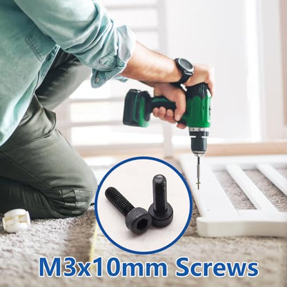 300PCS M3 x 10mm Hex Socket Head Cap Screws with Nuts and Washers, 12.9 Grade Alloy Steel M3 Bolts with Hex Wrench - size: M3 x 10mm, style: Socket Head