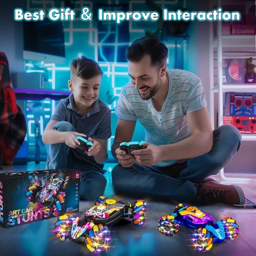 RC Cars,Gesture Sensing RC Stunt Car with Light & Music,Custom Command Operation,4WD,45° Driving,360° Rotating,2.4Ghz Remote Control Twist Car Toys for Kids Boys Age 4 5 6 7 8 9 10 11 12 Years Old